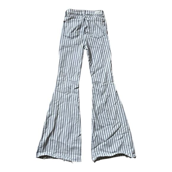 Judy Blue High Waist Pin Stripe Super Flare Stretch Jeans Designer White Blue 25 - Picture 9 of 9